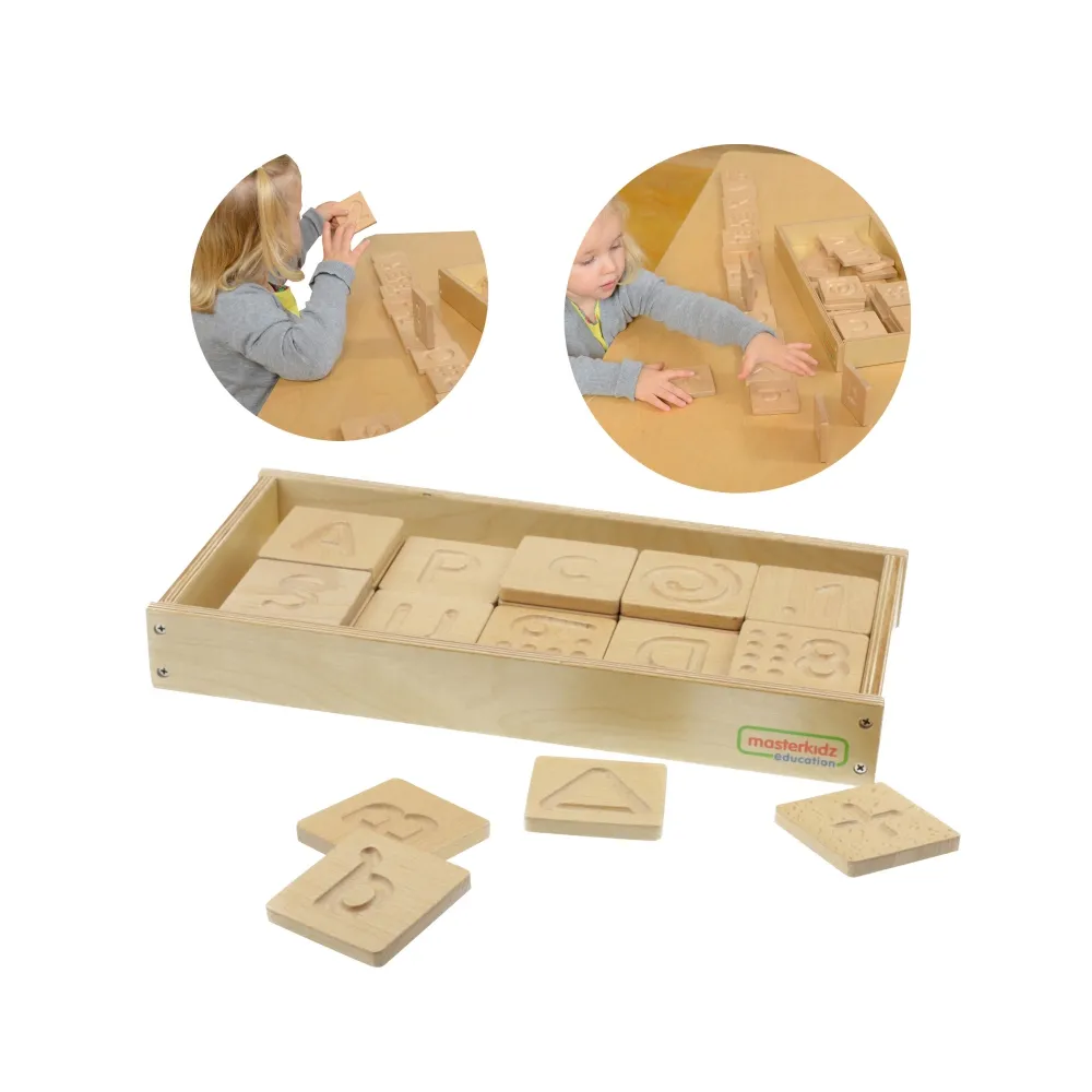 MASTERKIDZ Zabawka Sensoryczna Rozpoznaj Dotykiem Literki Cyfry Kształty Montessori