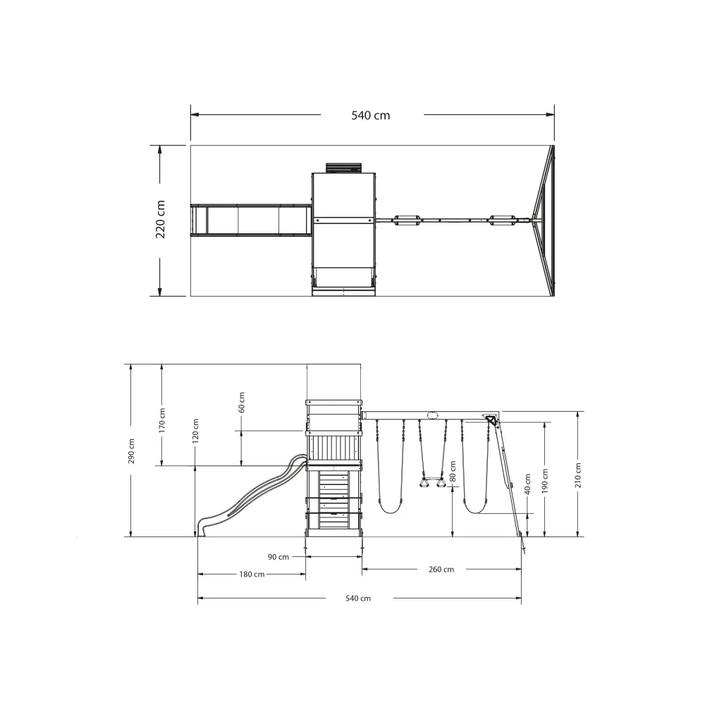 Ściana wspinaczkowa w drewnianym placu zabaw Belmont