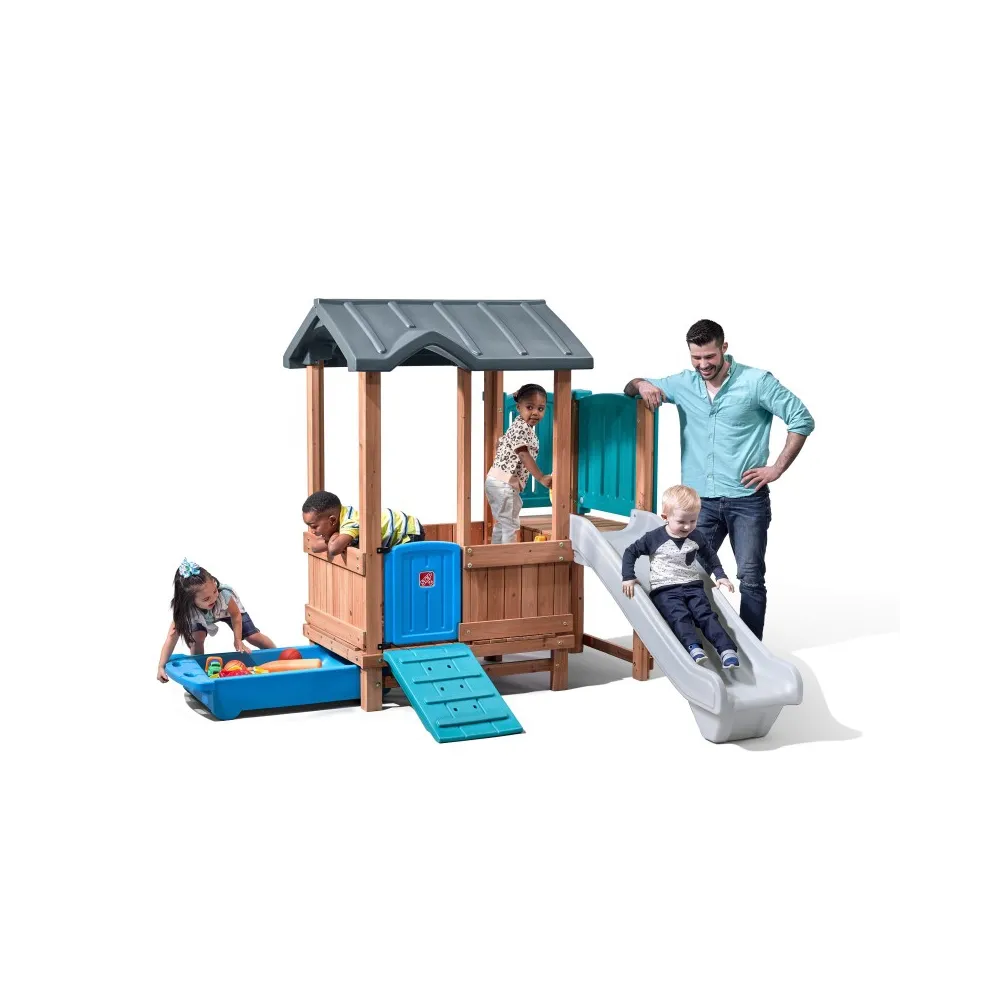 STEP2 Adventure drewniany plac zabaw Domek Zjeżdżalnia