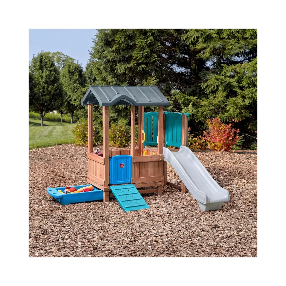 STEP2 Adventure drewniany plac zabaw Domek Zjeżdżalnia