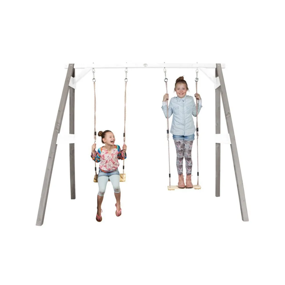 Drewniana huśtawka z siedziskami Axi na plac zabaw, kolor szary