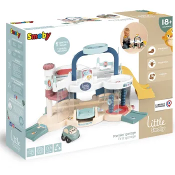 Lądowisko dla helikoptera w garażu SMOBY, idealne do zabawy.