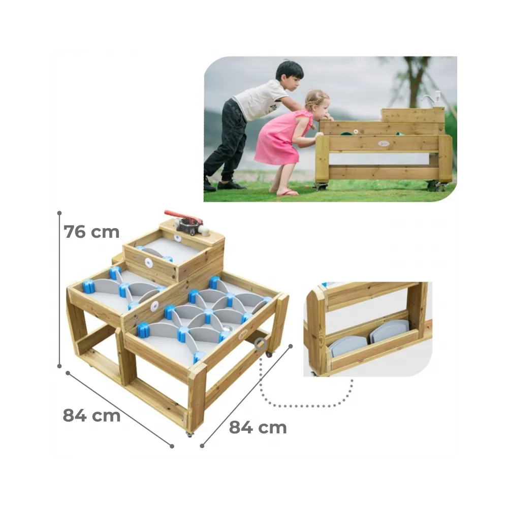 CLASSIC WORLD EDU Drewniany Stolik Wodny XL Tor Droga Wody z Tamami