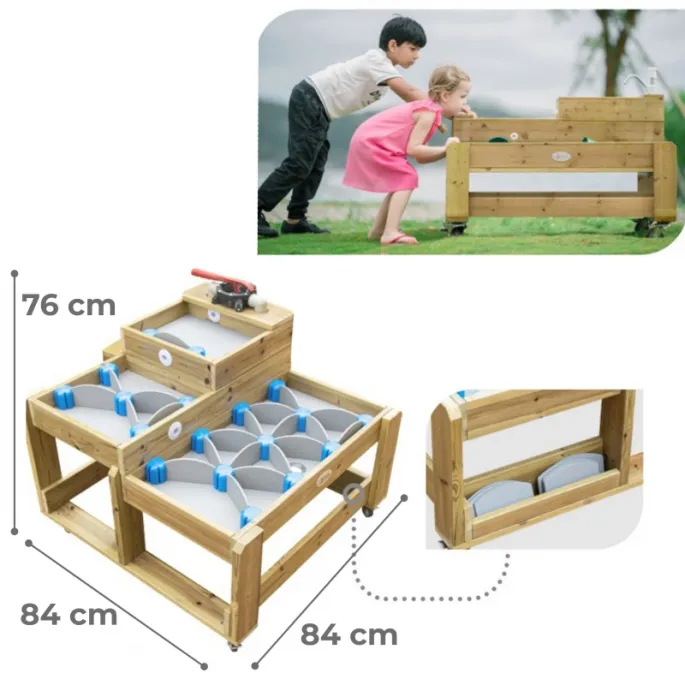 Edukacyjna stacja wodna z kanałami i barierami