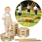 Drewniany tor równoważnia w kolorze naturalnego drewna