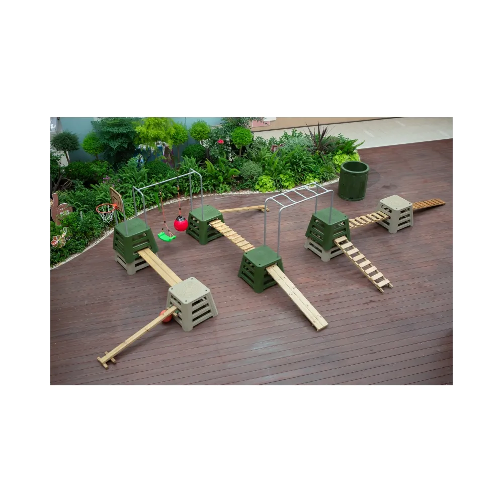 Drewniany tor przeszkód dla rozwijania koordynacji i sprawności