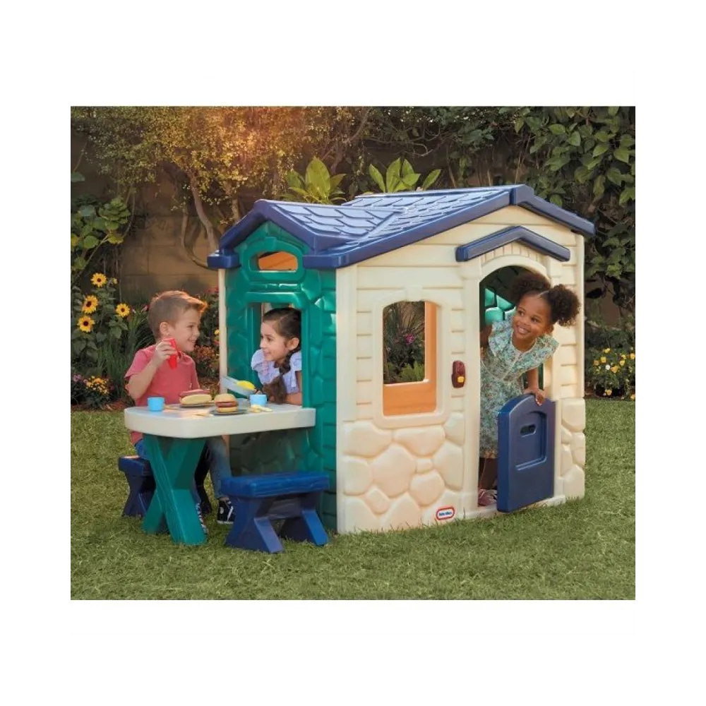 Little Tikes Domek Ogrodowy z PATIO z Magicznym Dzwonkiem Granatowo-zielony
