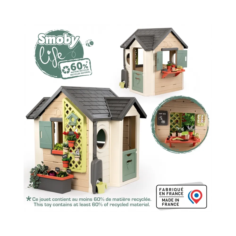 Domek ogrodnika z rura spustową do podlewania roślin