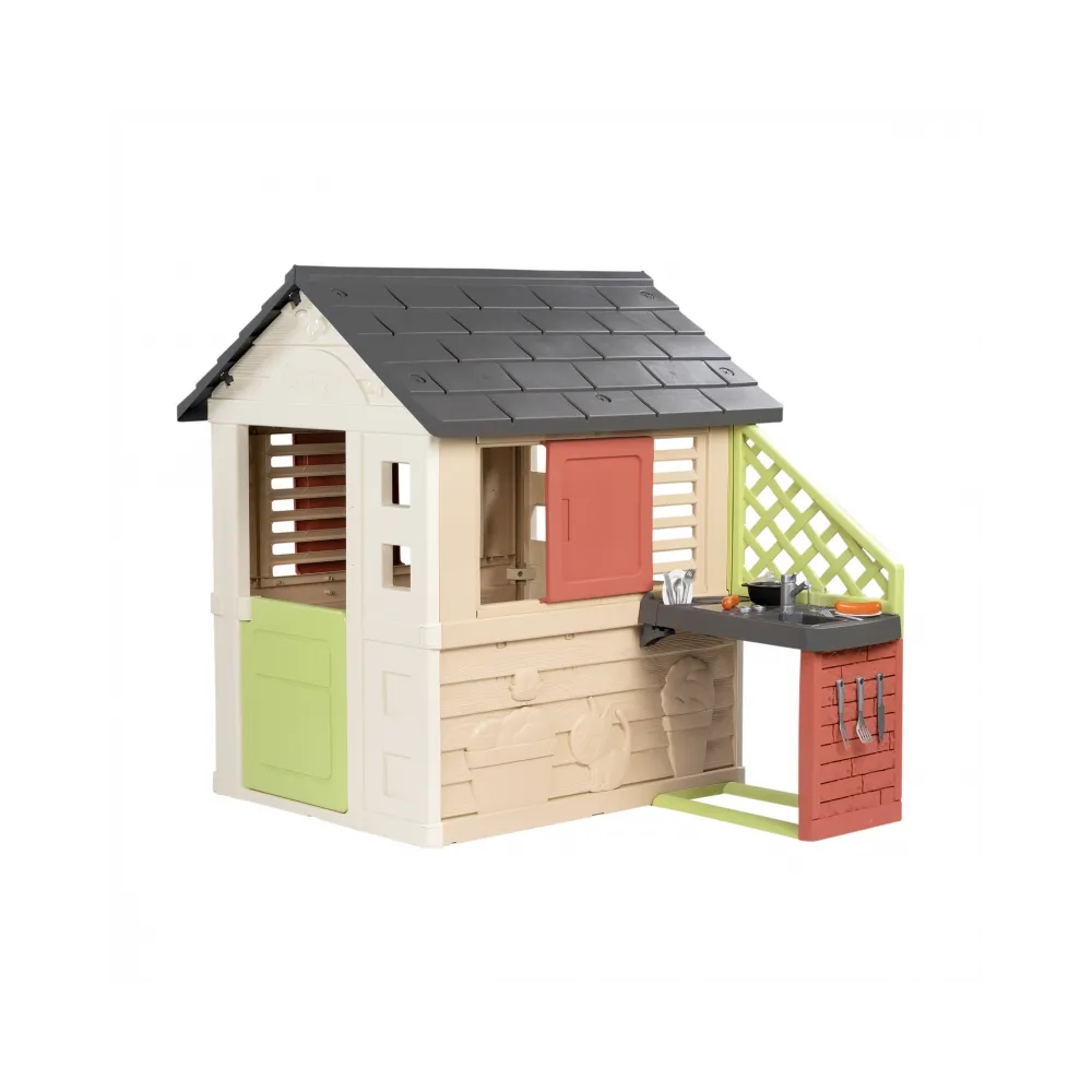 Smoby Domek Nature z kuchnią + 17 akcesoriów