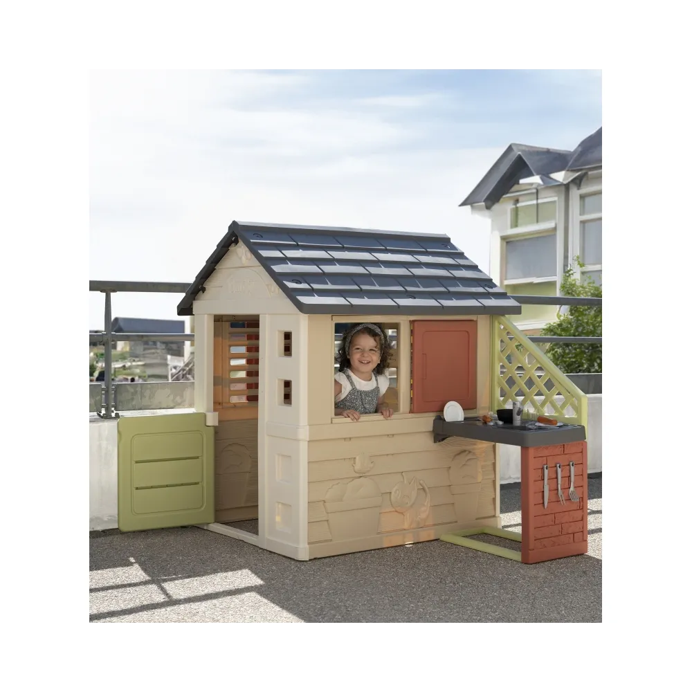 Smoby Domek Nature z kuchnią + 17 akcesoriów