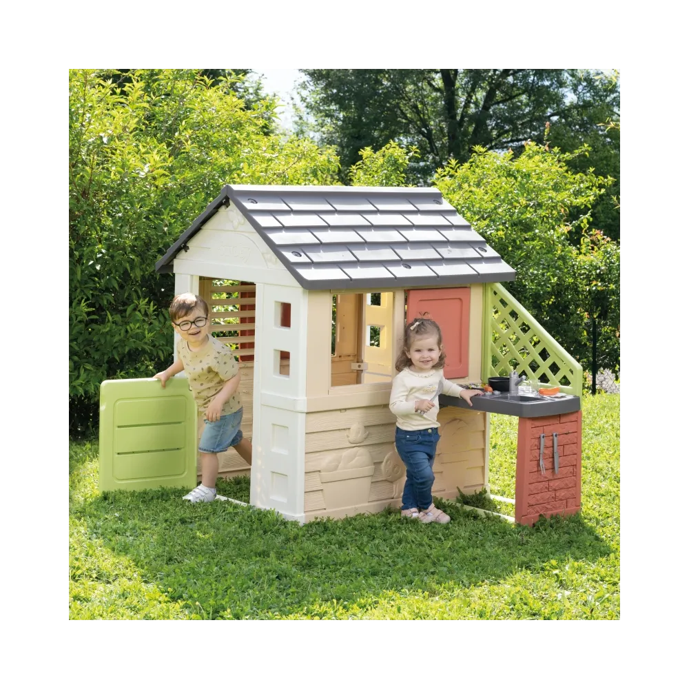 Smoby Domek Nature z kuchnią + 17 akcesoriów