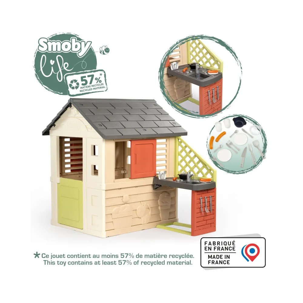 Smoby Domek Nature z kuchnią + 17 akcesoriów