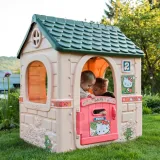 Domek ogrodowy Hello Kitty z otwieranymi drzwiami i oknami.