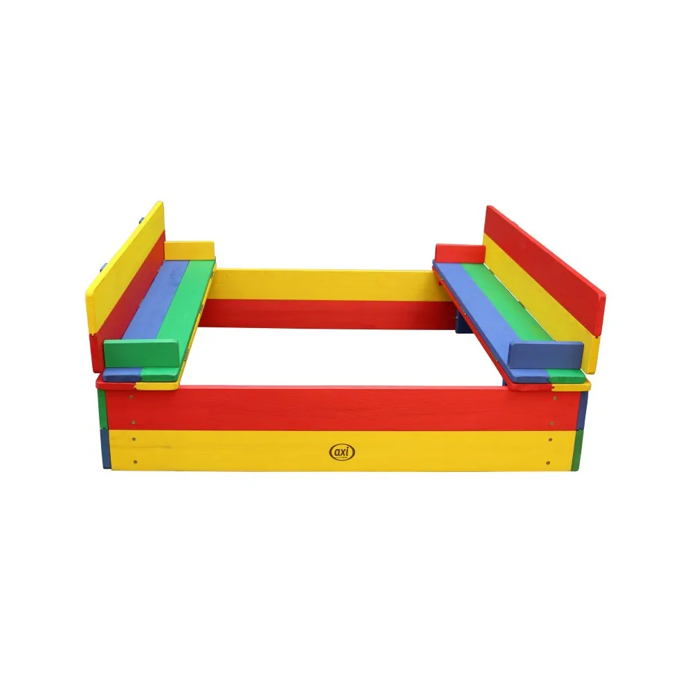 AXI Drewniana Piaskownica Ella Tęczowa Zakrywana z Ławeczkami