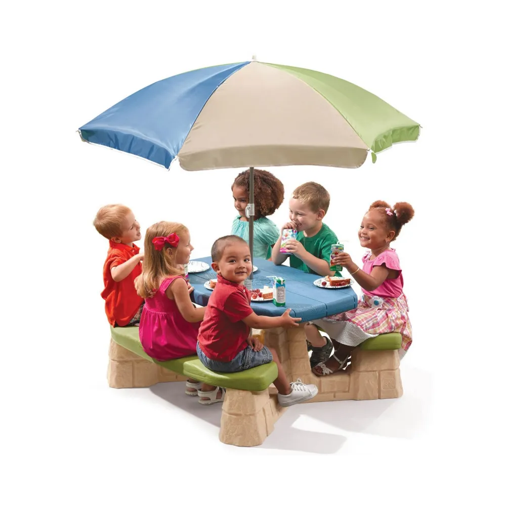STEP2 Stół Piknikowy z Parasolem i ławeczkami