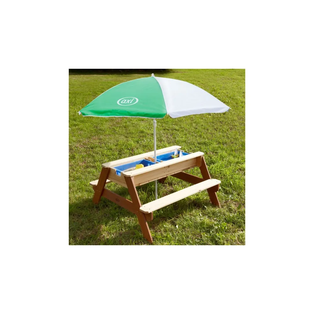 Stół piknikowy dla dzieci z pojemnikami na wodę i piasek