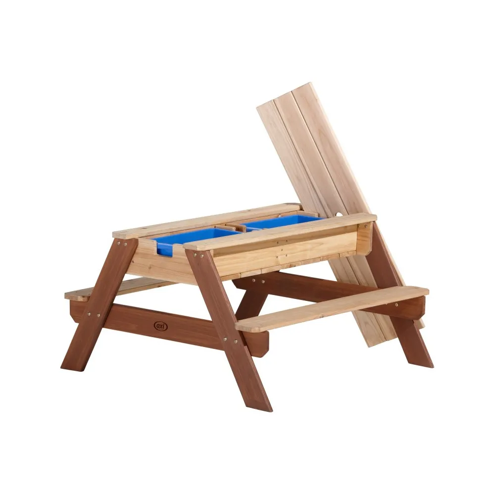 Zbliżenie na drewniany stół AXI Nick z wysuwanymi pojemnikami