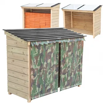 Drewniany składzik ogrodowy z daszkiem i moro Classic World EDU