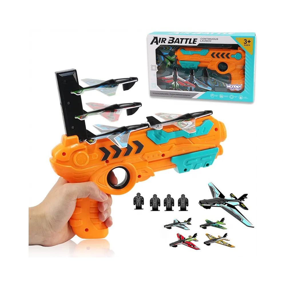 WOOPIE Pistolet Wyrzutnia Samolotów Automatyczna + 4 Samoloty