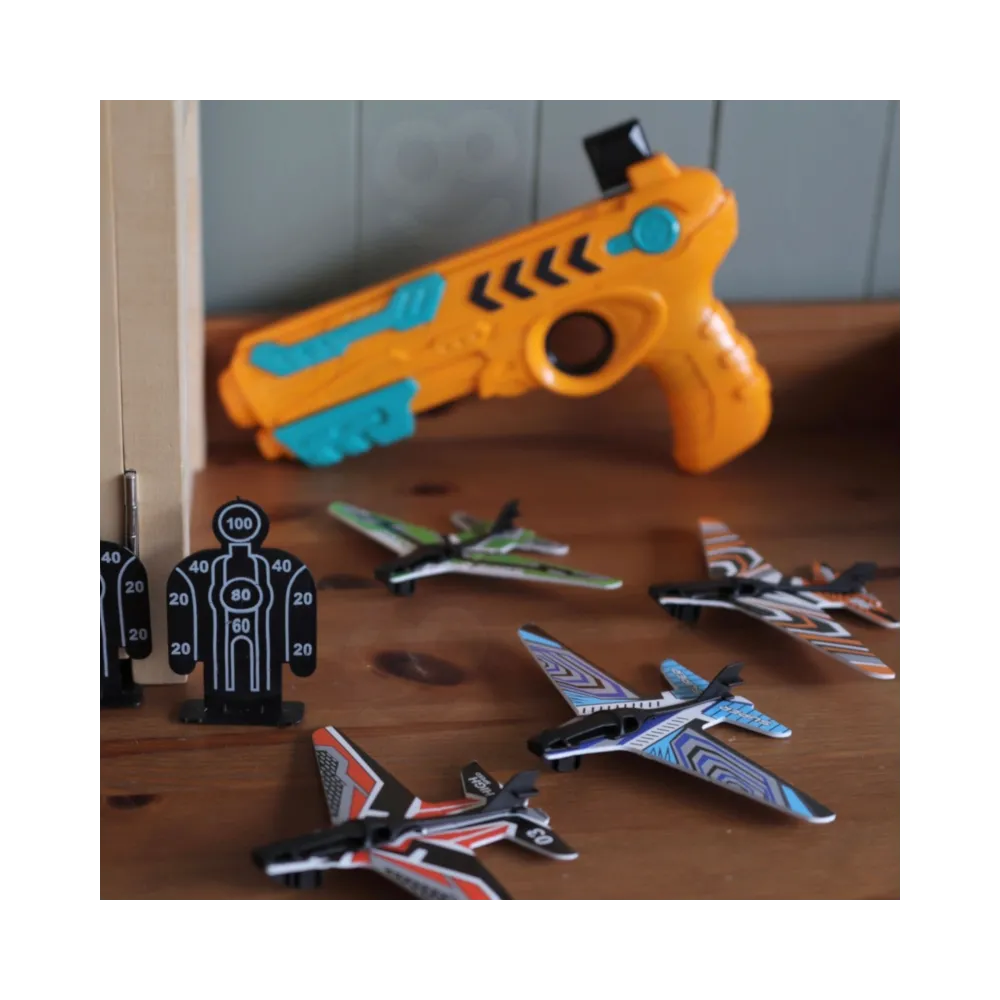 WOOPIE Pistolet Wyrzutnia Samolotów Automatyczna + 4 Samoloty