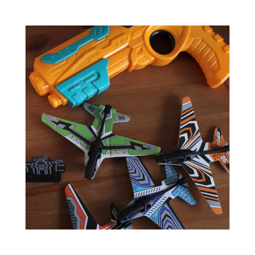 WOOPIE Pistolet Wyrzutnia Samolotów Automatyczna + 4 Samoloty