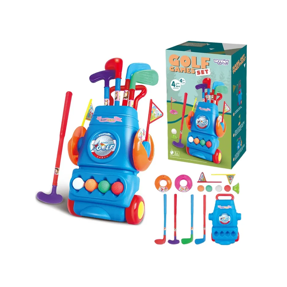 WOOPIE Zestaw do Gry w Golfa + Stojak na Akcesoria na Kółkach