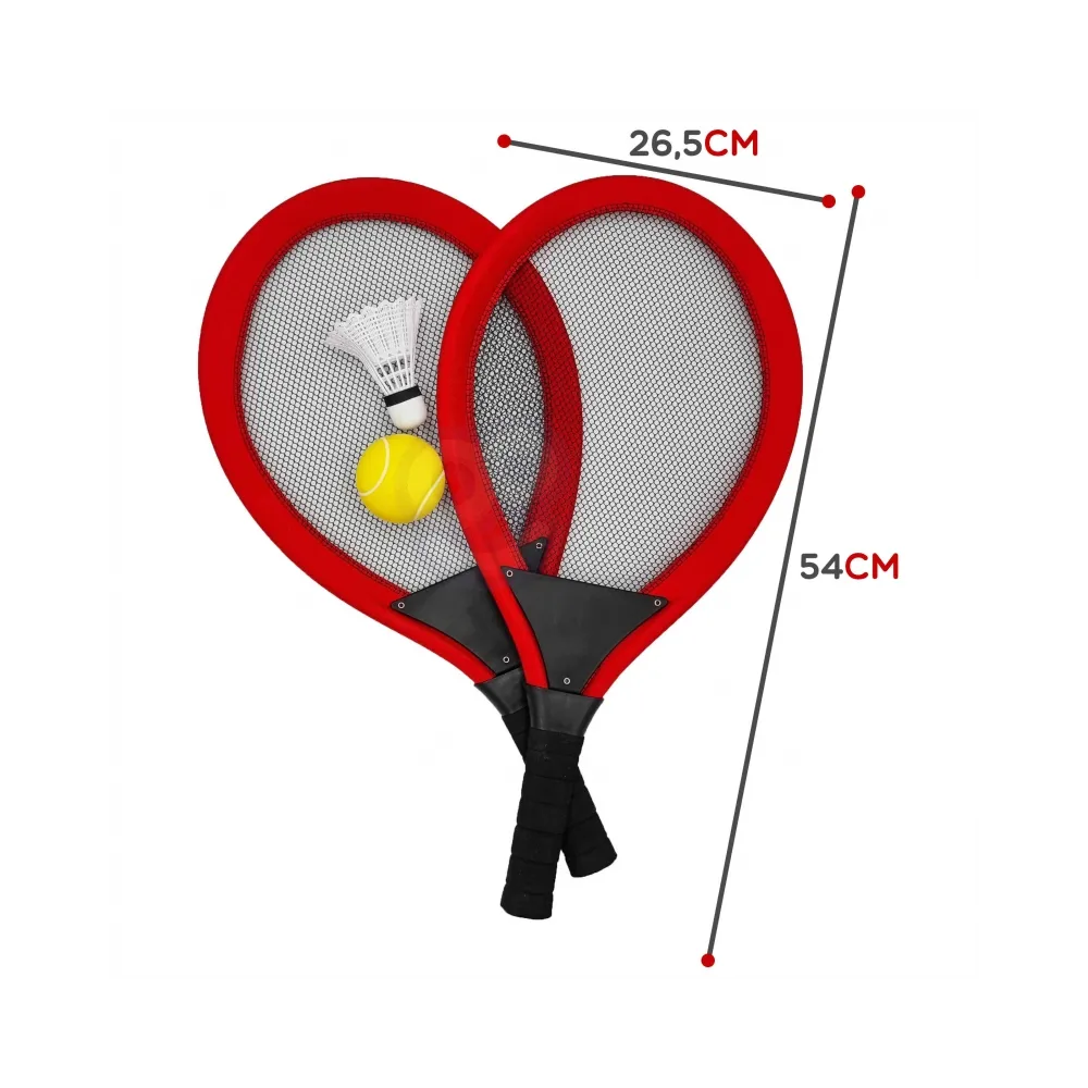 WOOPIE Duże Rakietki do Tenisa Badminton dla Dzieci Zestaw + Piłka Lotka