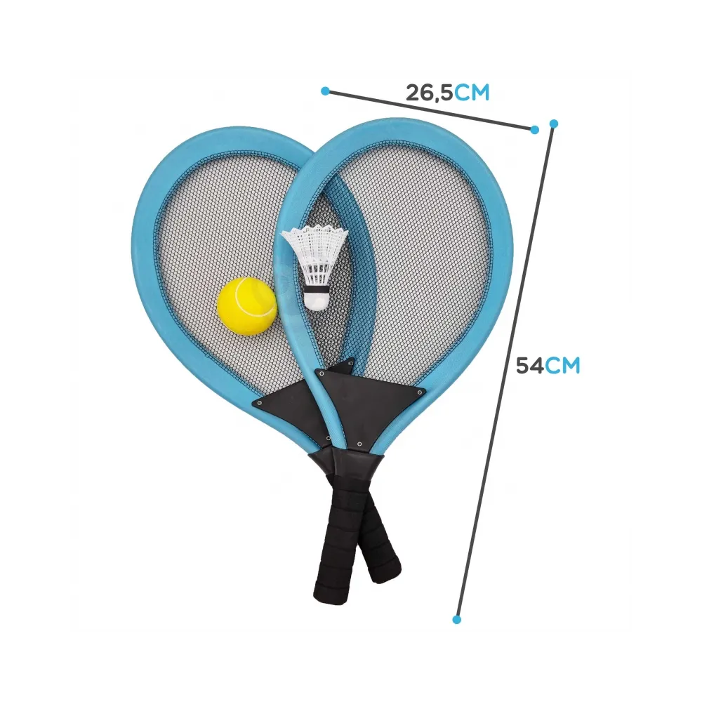 WOOPIE Duże Rakietki do Tenisa Badminton dla Dzieci Zestaw + Piłka Lotka