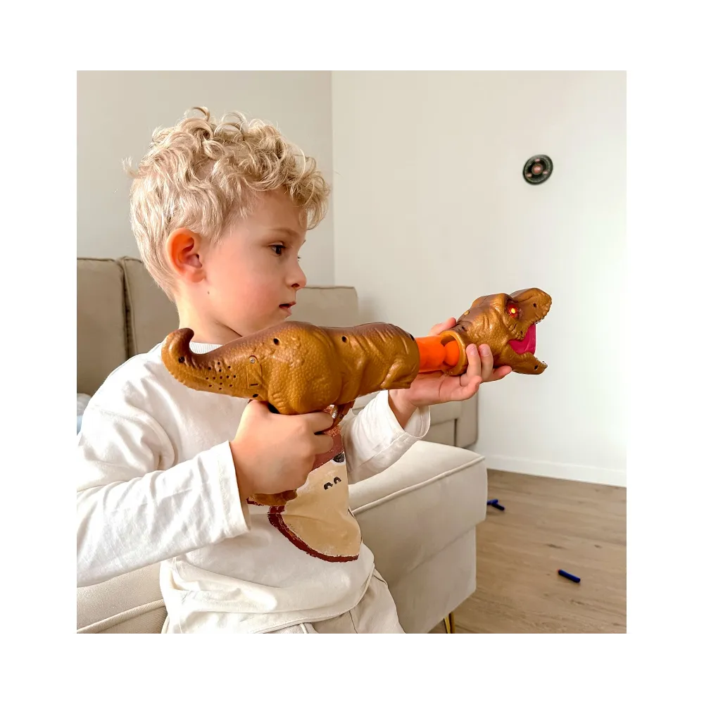 WOOPIE Pistolet na Piłki Kulki Piankowe i Strzałki Wyrzutnia Automatyczna Dinozaur 22 el.