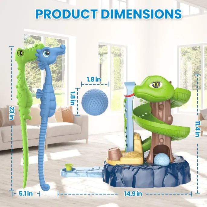 Gra zręcznościowa mini golf z kolorowymi kijami