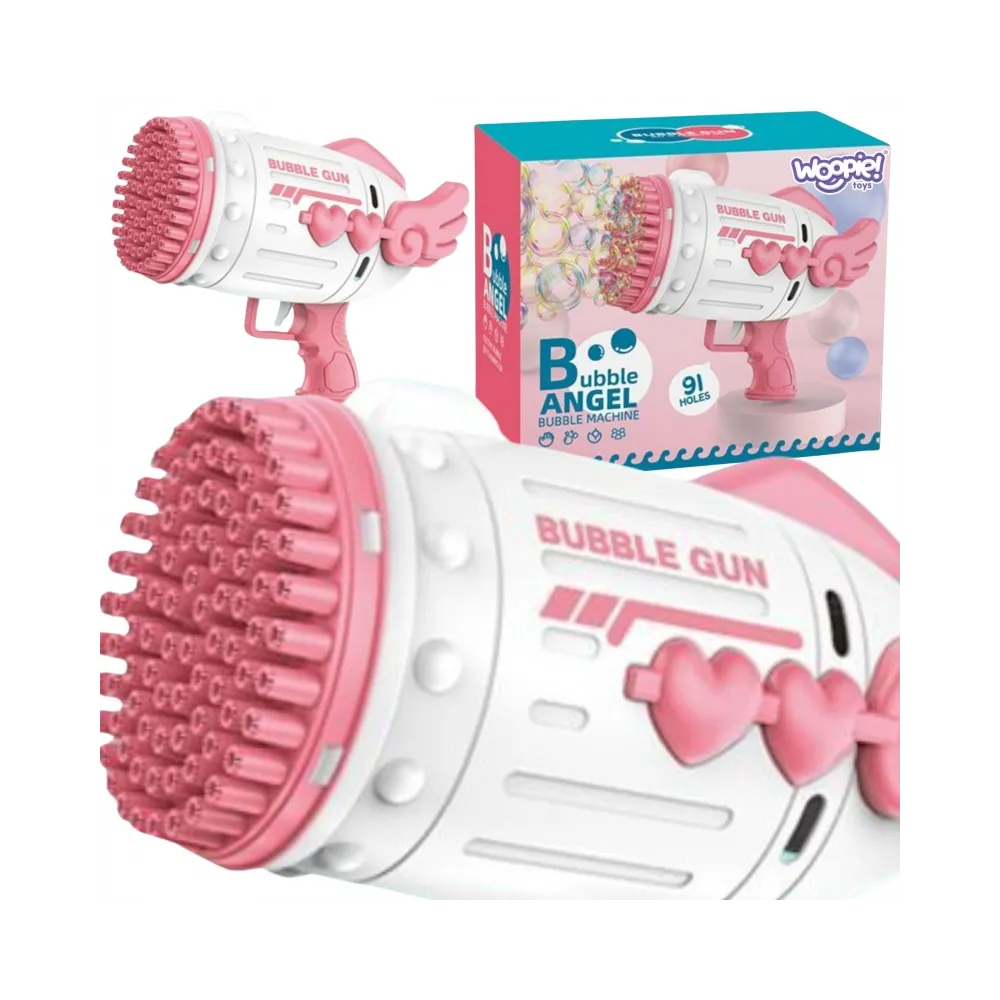 WOOPIE Pistolet do Robienia Baniek Mydlanych 91 Otworów Różowy