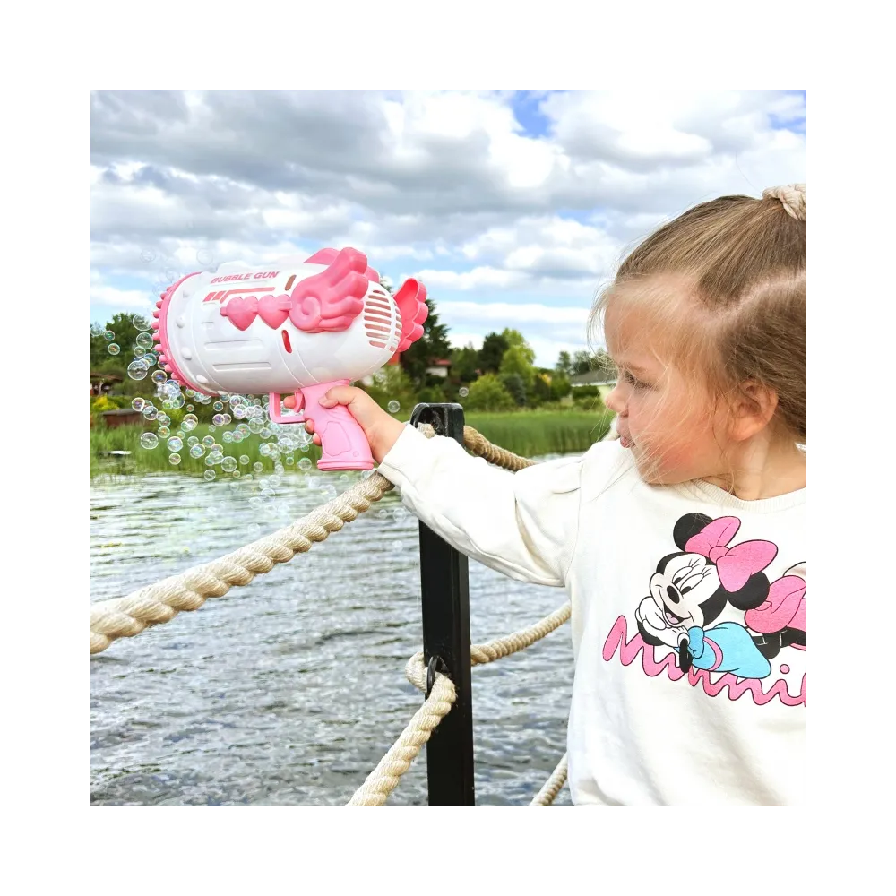 WOOPIE Pistolet do Robienia Baniek Mydlanych 91 Otworów Różowy