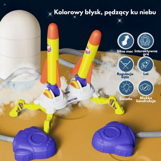 Zestaw do zabawy zawierający rakiety i pompkę