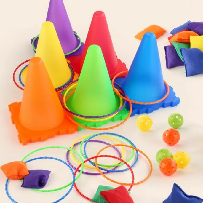 WOOPIE Zestaw Gra Ogrodowa 3w1 Rzut do Celu Pachołki Obręcze Woreczki 30 el.