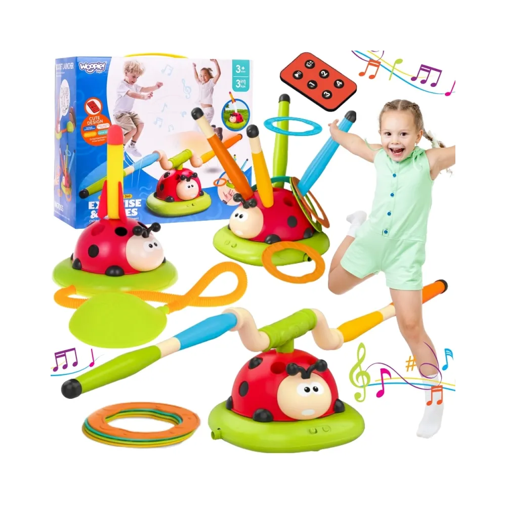 WOOPIE Gra Zręcznościowa 3w1 Wyrzutnia Rakiet Skakanka Rzut do Celu Biedronka