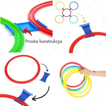 Zabawa z obręczami rozwijająca zdolności motoryczne dzieci.