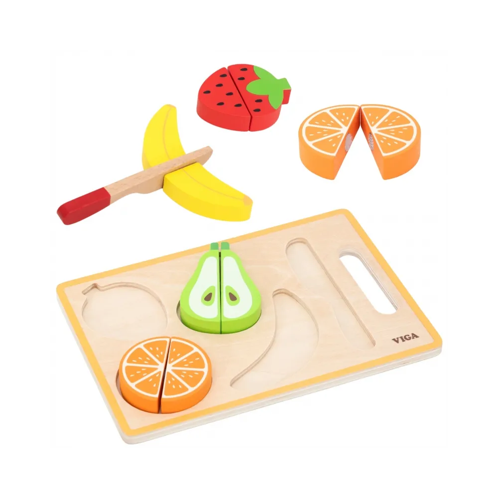 VIGA Drewniana Układanka Edukacyjna Montessori Owoce do Krojenia