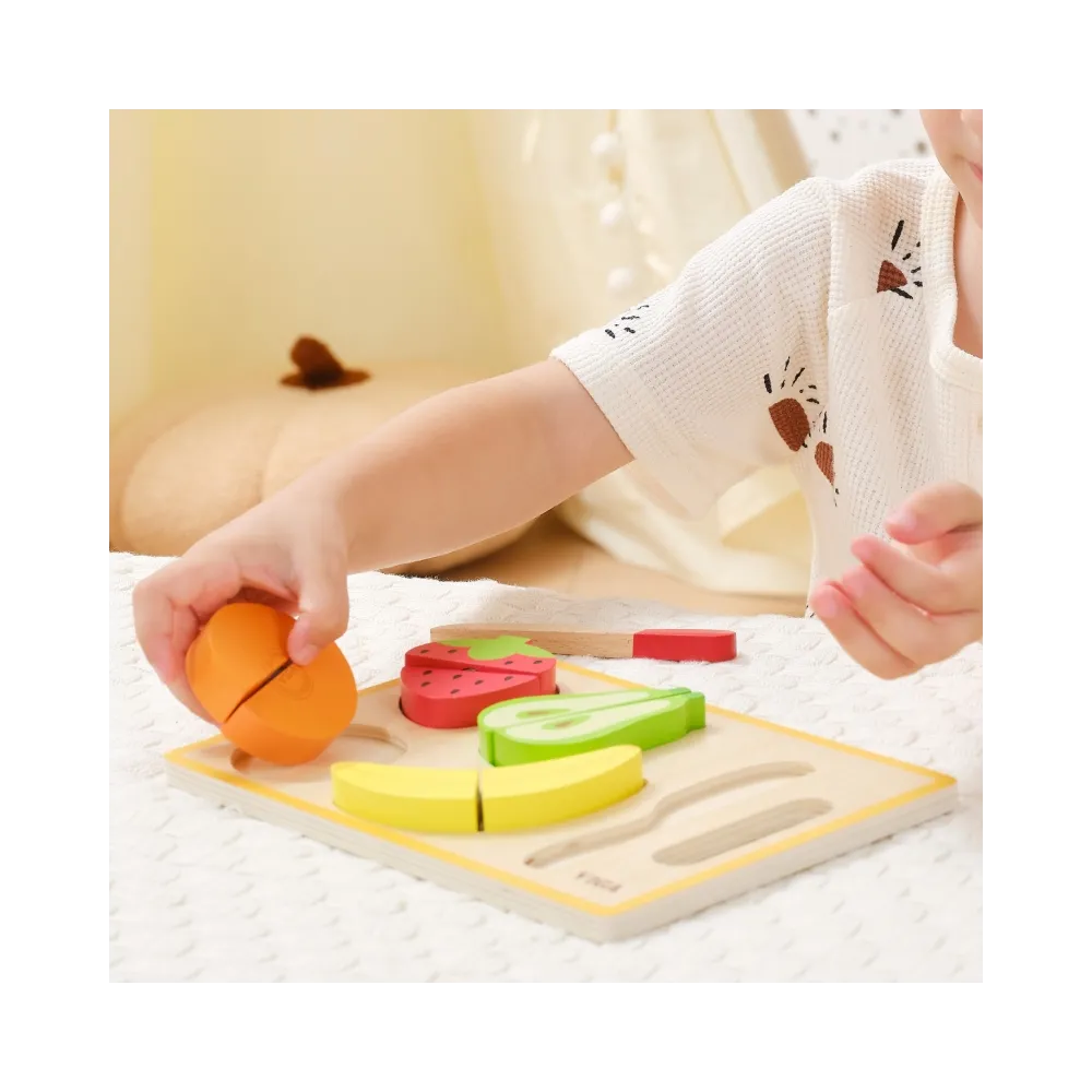 VIGA Drewniana Układanka Edukacyjna Montessori Owoce do Krojenia