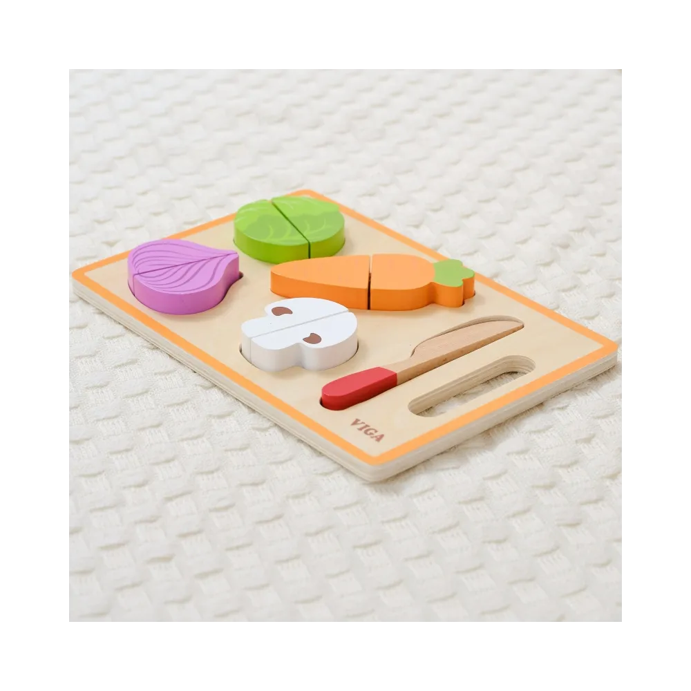 VIGA Drewniana Układanka Edukacyjna Montessori Warzywa do Krojenia