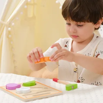 VIGA Drewniana Układanka Edukacyjna Montessori Warzywa do Krojenia