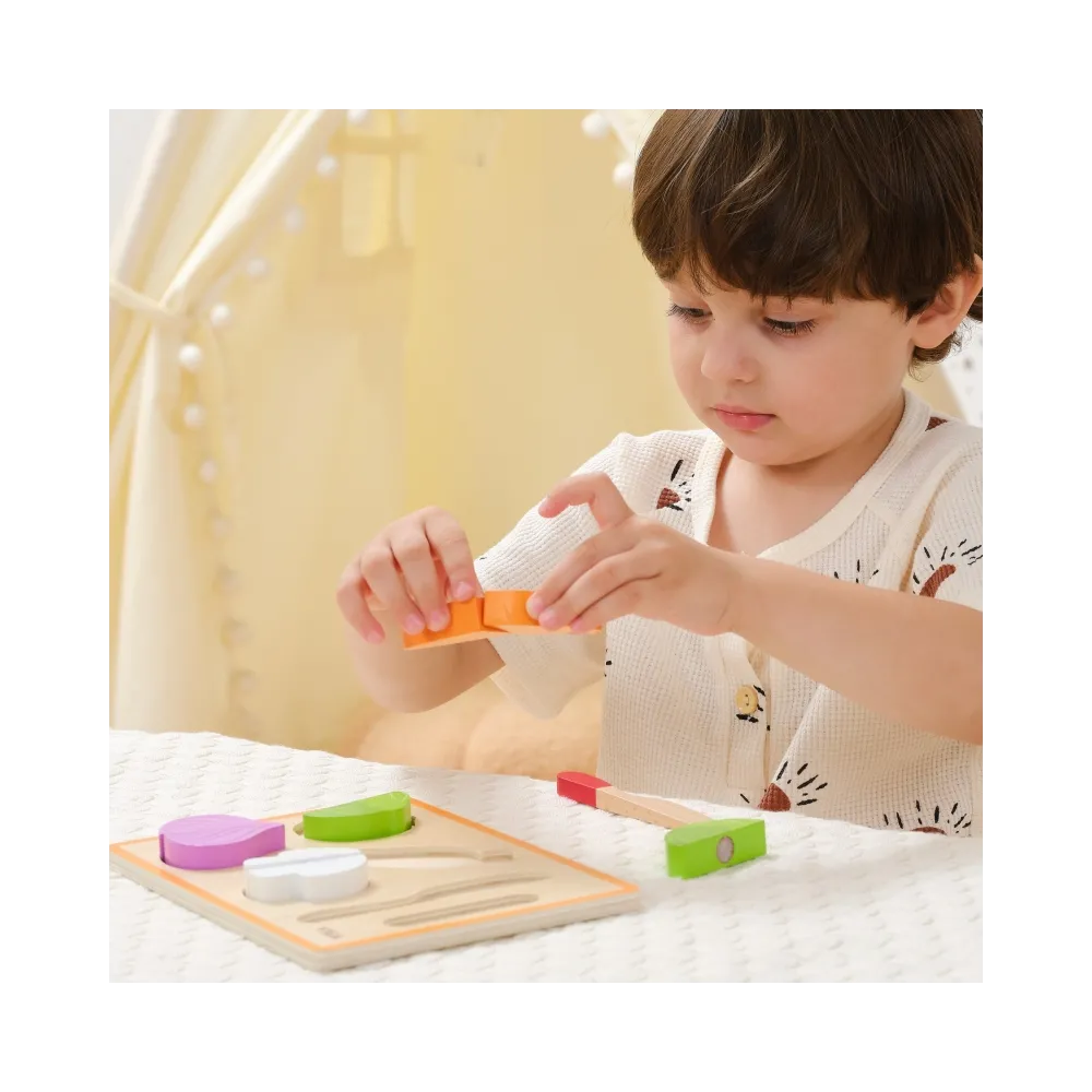 VIGA Drewniana Układanka Edukacyjna Montessori Warzywa do Krojenia