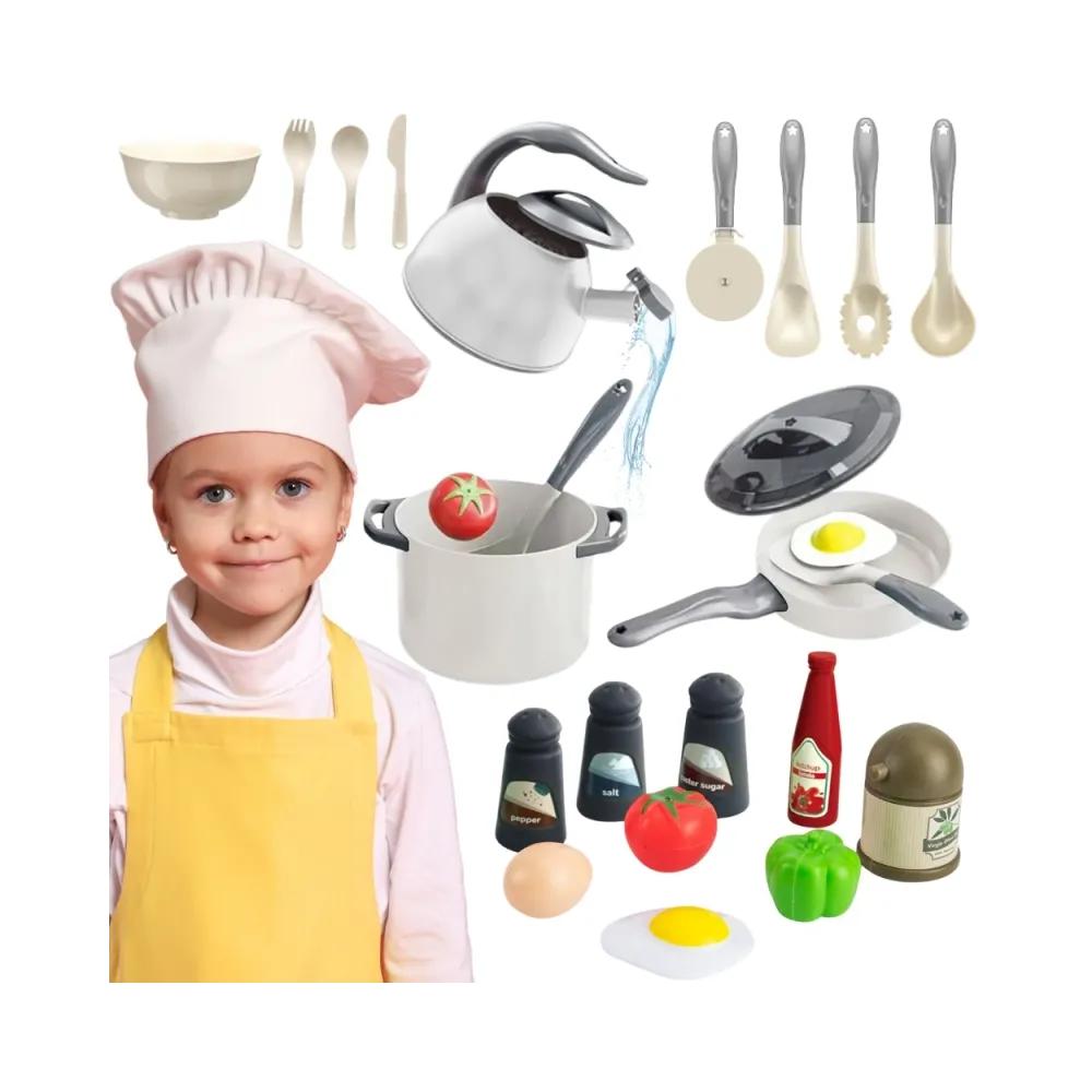 WOOPIE Zestaw Małego Kucharza Garnki Patelnia Czajnik Biały 32el.