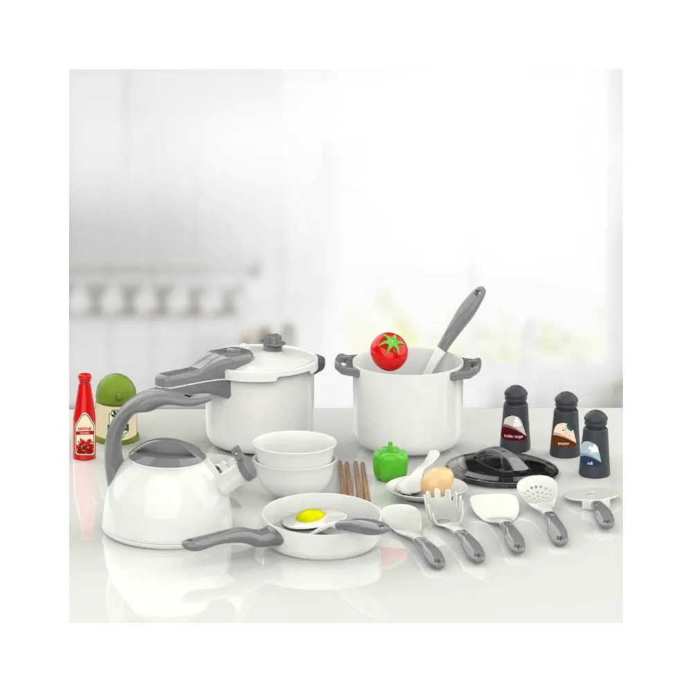 WOOPIE Zestaw Małego Kucharza Garnki Patelnia Czajnik Biały 32el.
