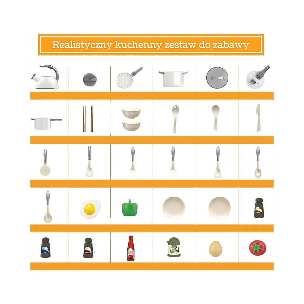 WOOPIE Zestaw Małego Kucharza Garnki Patelnia Czajnik Biały 32el.