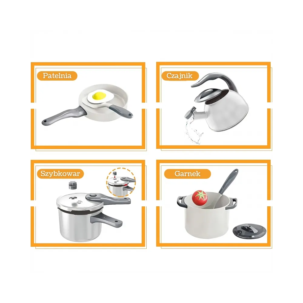 WOOPIE Zestaw Małego Kucharza Garnki Patelnia Czajnik Biały 32el.