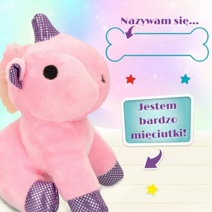 pluszowy jednorożec w transporterze