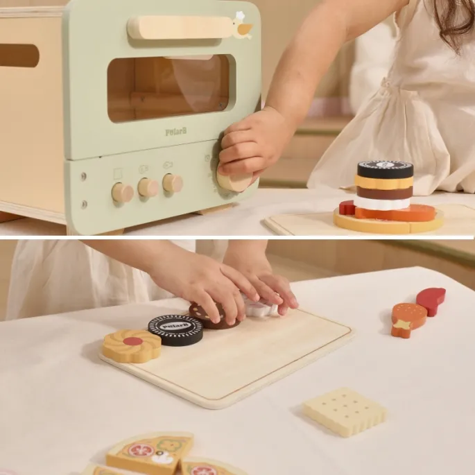 Kolorowa kuchnia drewniana VIGA z otwieraną klapą i tacką