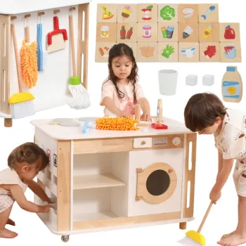 VIGA Centrum Domowe 3w1 z Akcesoriami – Nauka i Zabawa dla Dzieci