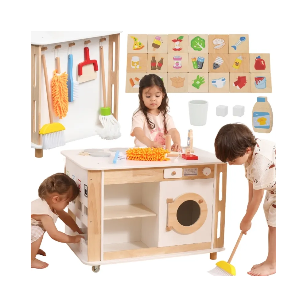 VIGA Centrum Domowe 3w1 z Akcesoriami – Nauka i Zabawa dla Dzieci