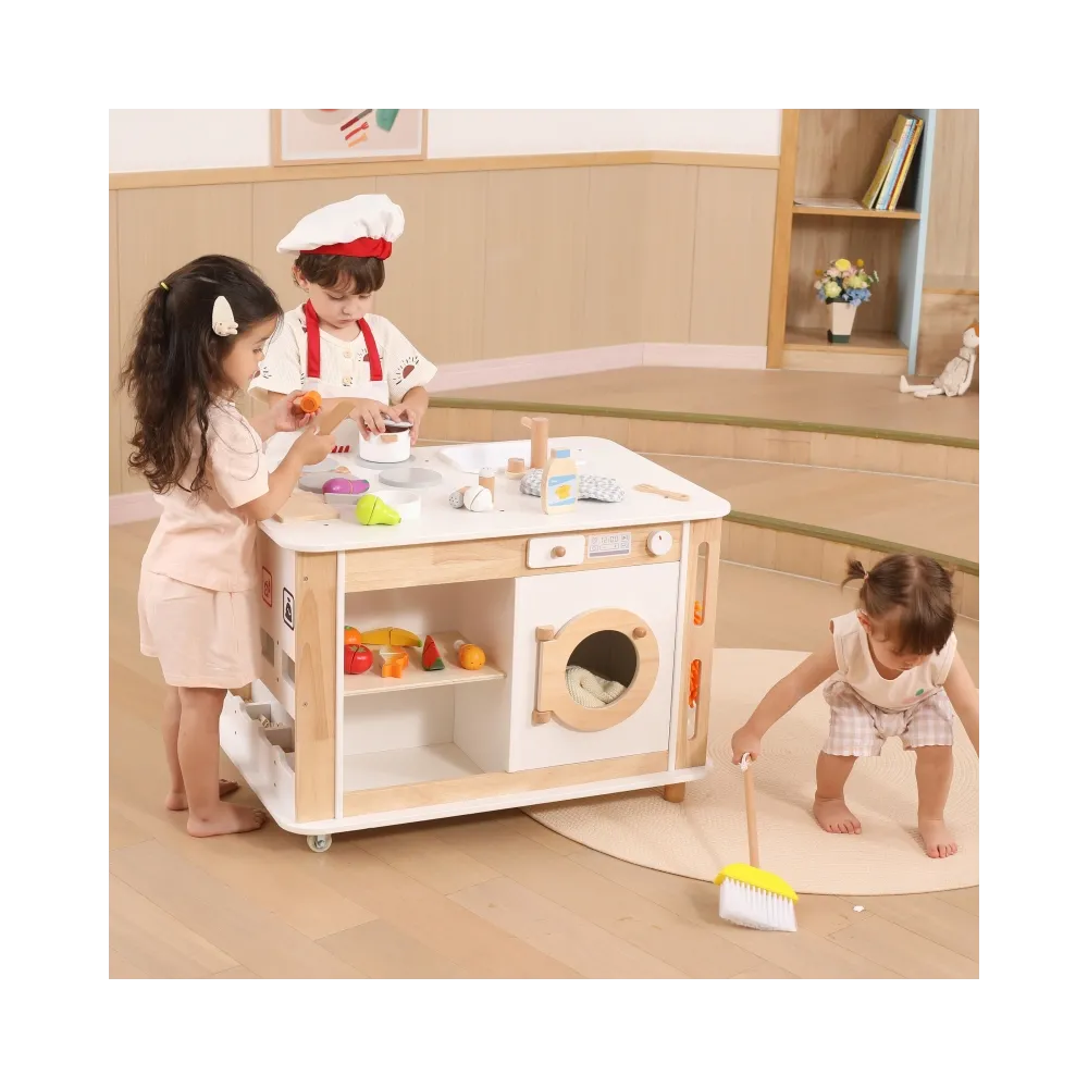 VIGA Centrum Domowe 3w1 z Akcesoriami – Nauka i Zabawa dla Dzieci